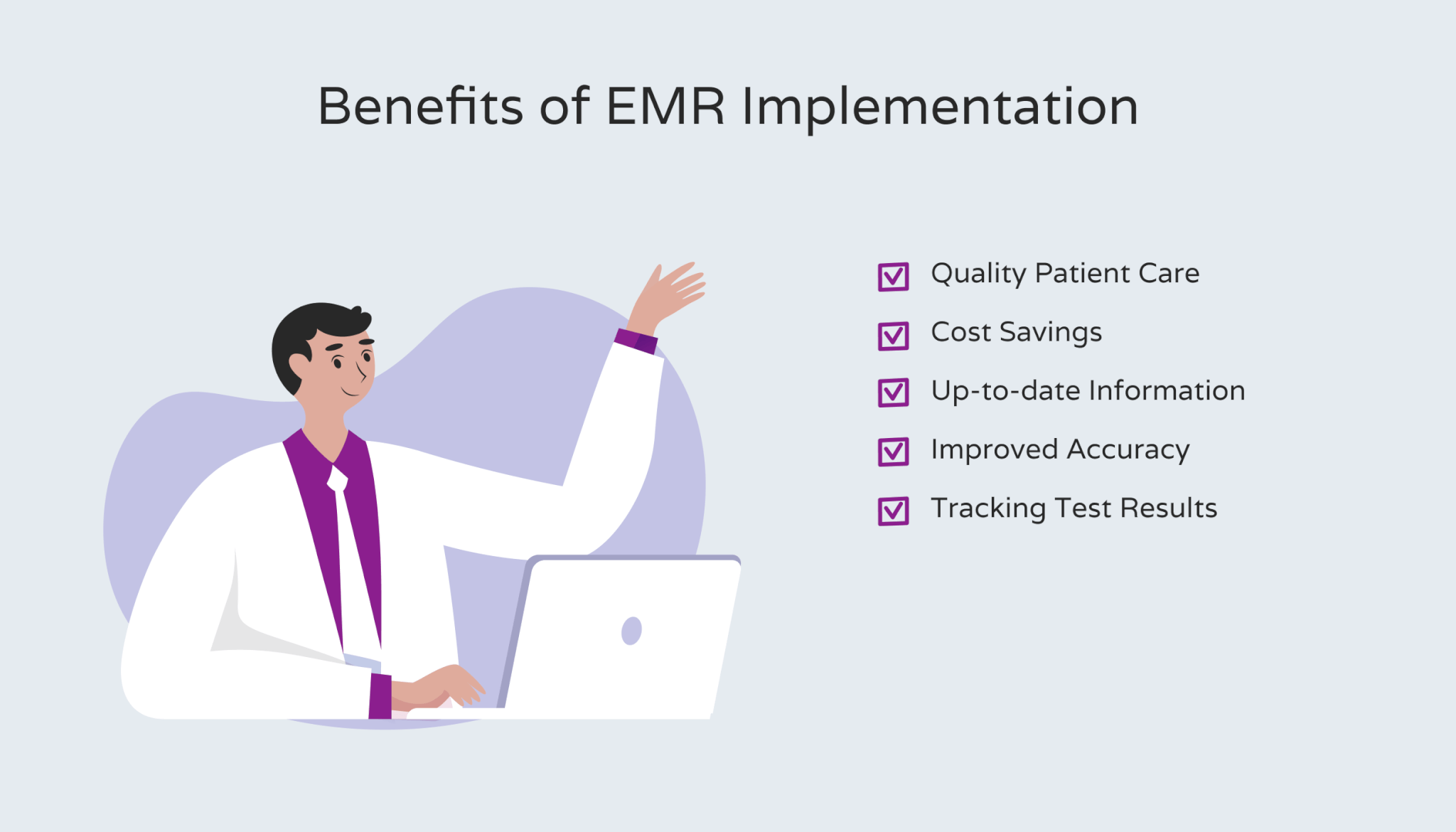 Infographic listing benefits of EMR Implementation