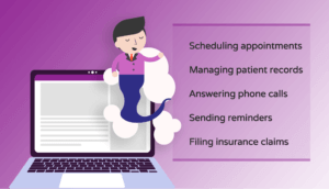 Illustration showing virtual assistant and common tasks in this role