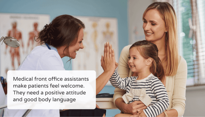Medical front office assistants welcome patients