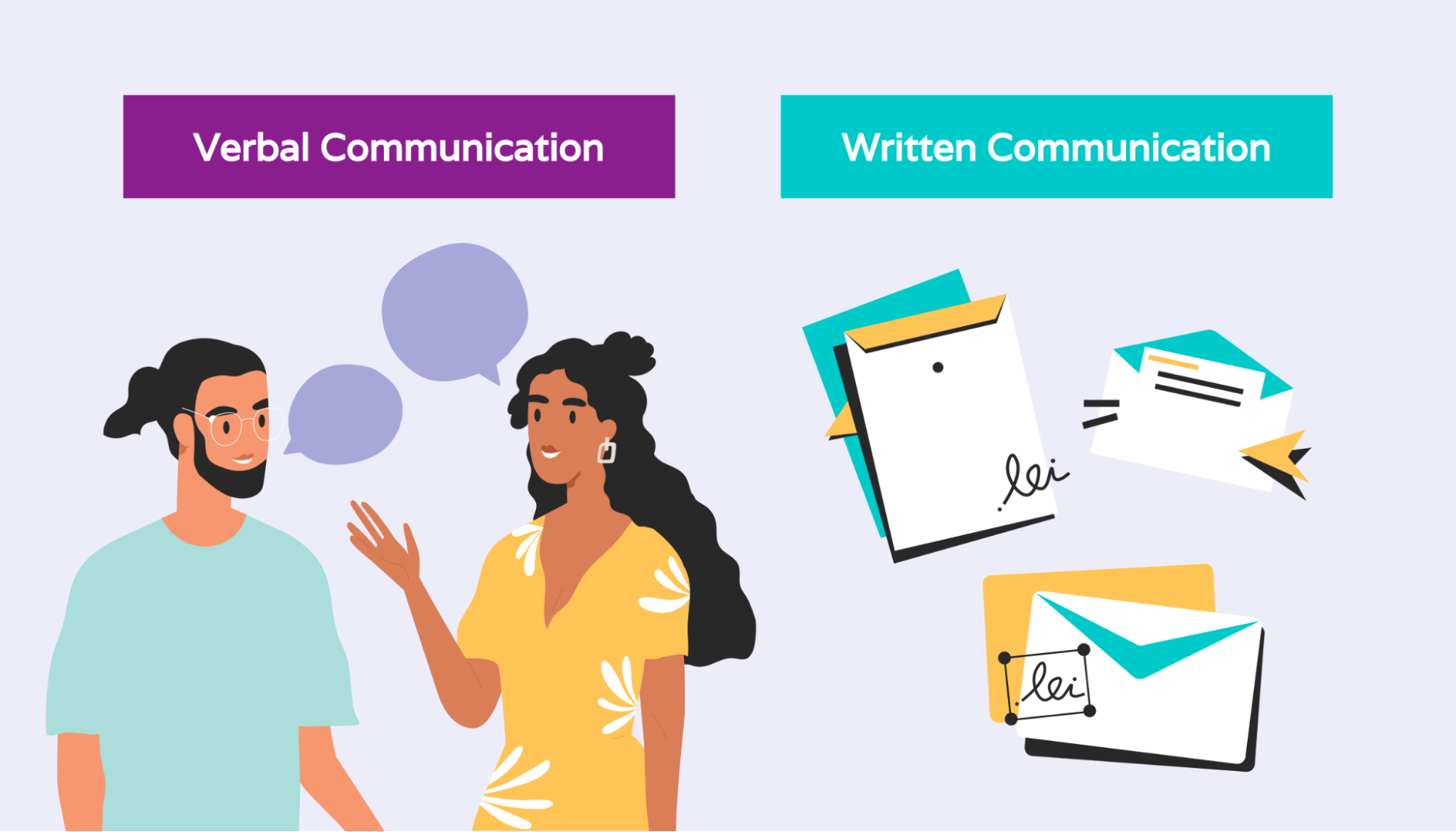 Illustration of verbal and written communication