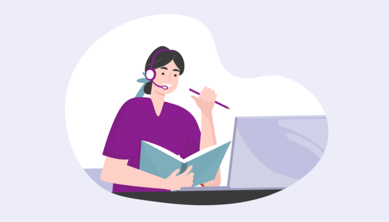 Illustration of a person offering dental answering services