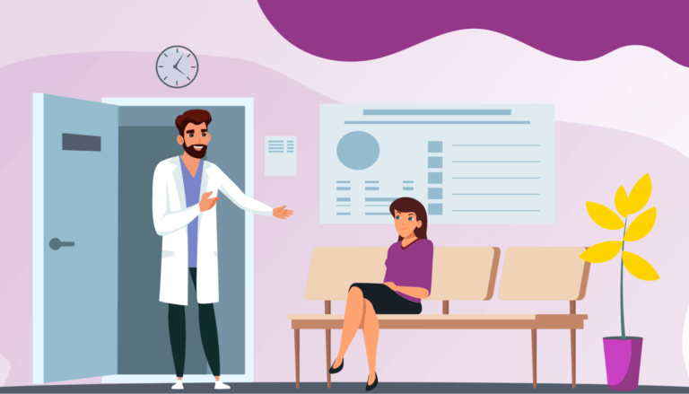 Illustration of a dermatologist assistant