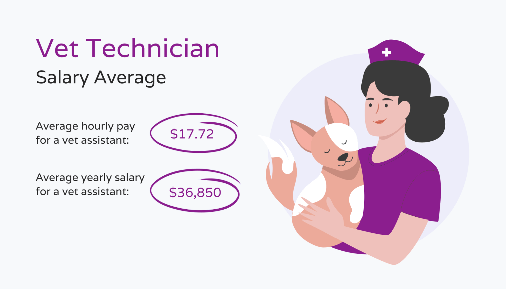 Average hourly and yearly salary of a veterinary technician