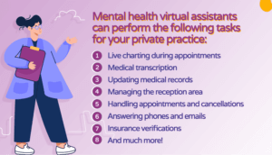 Mental health virtual assistant responsibilities