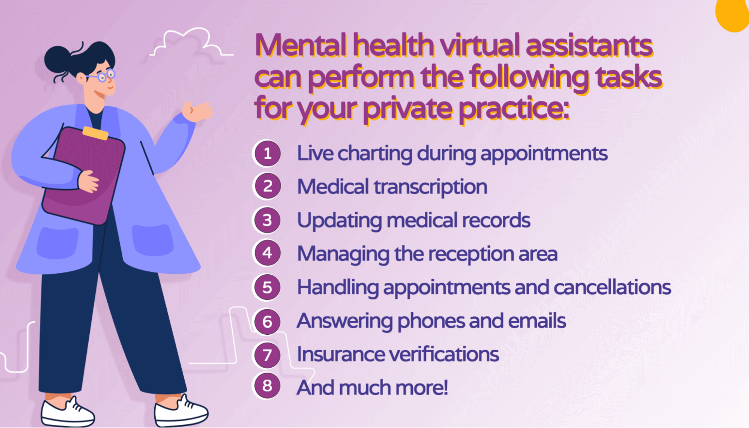 Mental health virtual assistant responsibilities