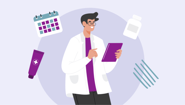 Physical therapy receptionist illustration