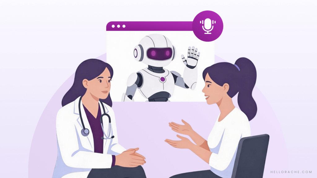 Image illustrating how an AI medical scribe solution can transcribe dialog while healthcare professionals focus on patient care