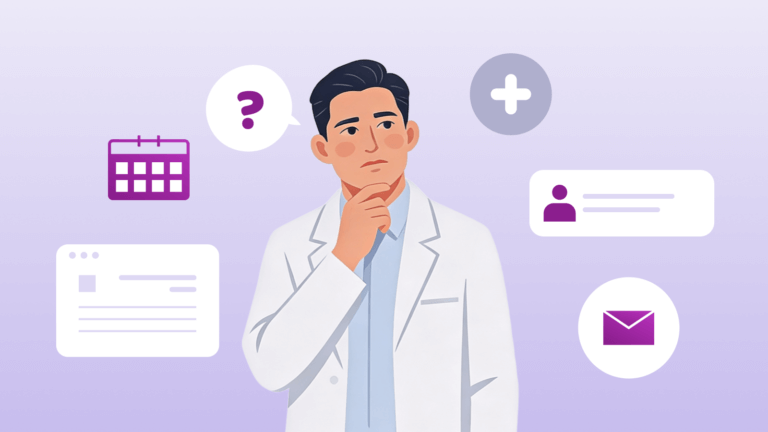 Image illustrating a healthcare professional considering outsourcing certain administrative tasks