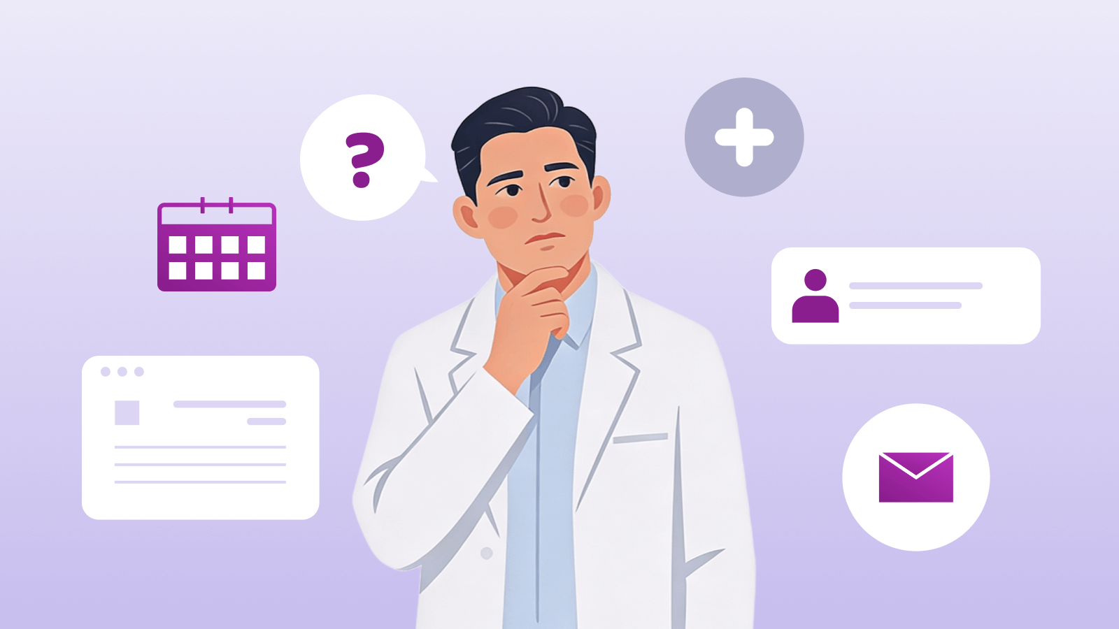 Image illustrating a healthcare professional considering outsourcing certain administrative tasks